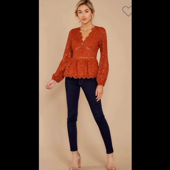 NWT: endless rose burnt orange lace top - Picture 2 of 5